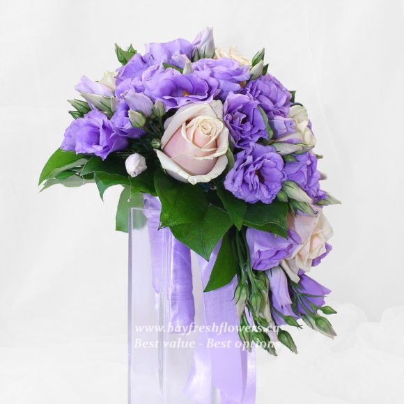 bouquet for wedding of cream and violet roses