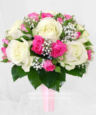 bouquet for wedding of cream and pink roses