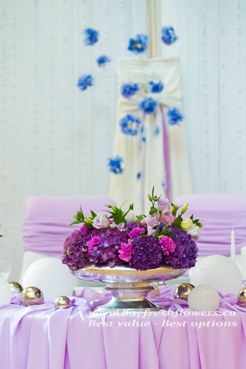 Wedding flowers and centerpieces with hydrangea